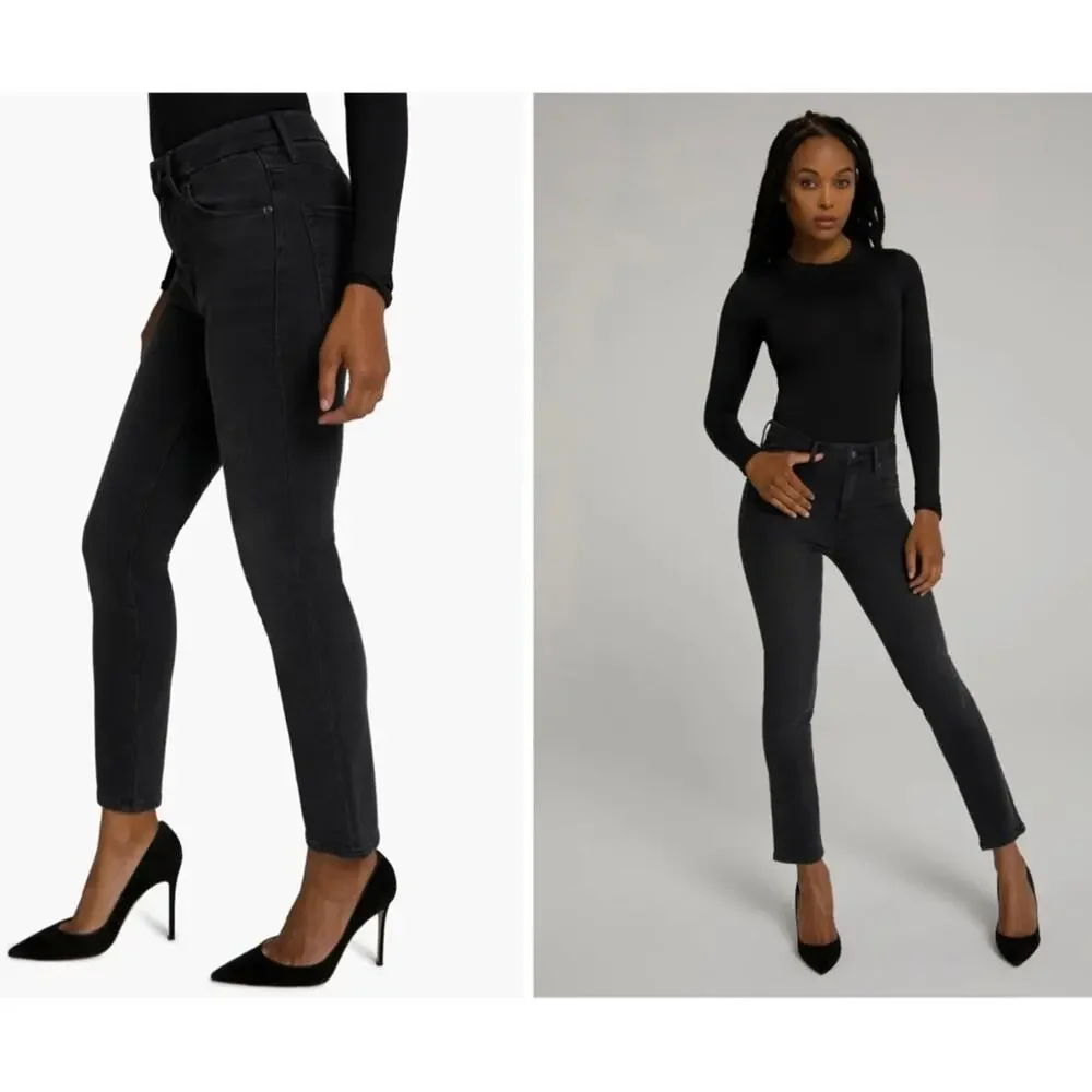 GOOD AMERICAN Good Classic High Waist Skinny Jean Faded Washed Black Gray NEW - Picture 5 of 5
